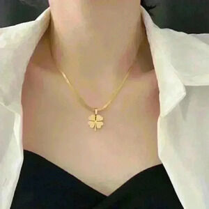 Set of 18k Gold Filled Clover Necklace and Earrings over Sterling Silver